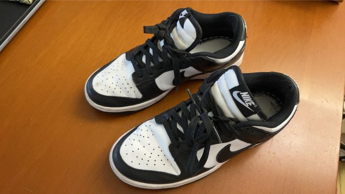 二手 鞋底磨損嚴重 無鞋墊 NIKE 耐吉Nike Dunk Low Retro 休閒鞋 黑白 US7.5