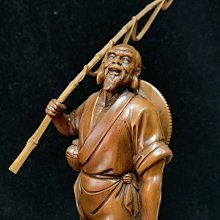 黃楊木雕~魚翁，高17直徑8公分，重約178克，品相，雕刻精美，無瑕疵