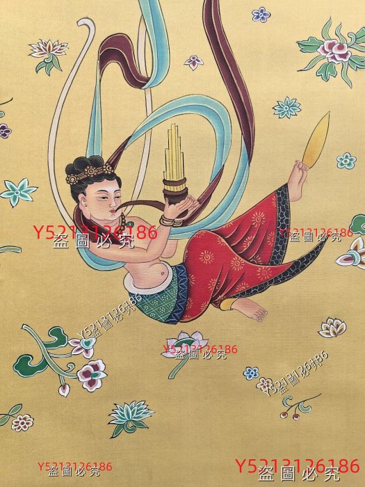 LT 780 張大千絹本莫高窟飛天仕女圖41.3X81.2 舊藏收藏古玩【八寶樓