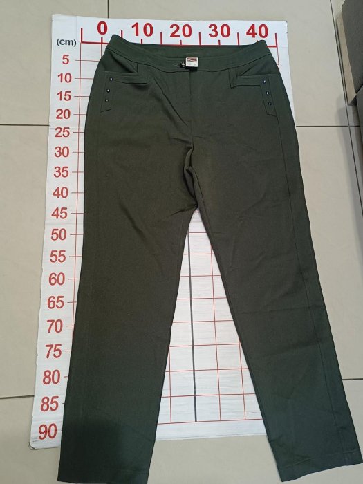 【二手衣櫃】蜜雪兒 MySHEROS 鈕釦拉鍊微彈性素色西裝長褲 42號 棉質鬆緊帶裝飾釦休閒長褲 1130205