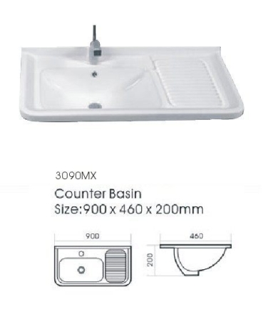【麗室衛浴】90CM陶瓷洗衣槽P-308 + 不鏽鋼懸吊支架C-052 90*46*20CM product lightbox image 4