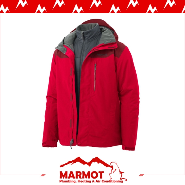 【MARMOT 男 Bastione兩件式防水透氣外套《紅》】40320/保暖外套/刷毛內裡/連帽夾克/透氣/防風