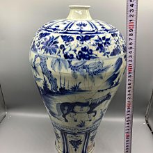 元代青花釉里紅蕭何月下追韓信圖梅瓶舊藏古董古玩二手【聚福閣】-2362