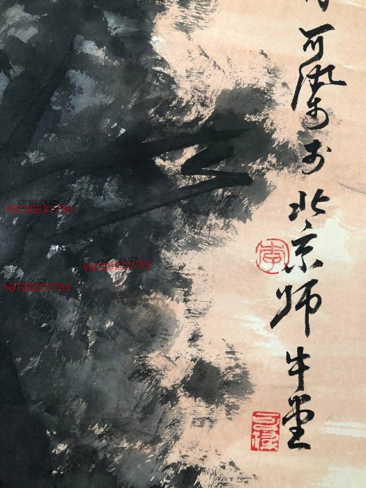 雜24李可染牧牛，四尺手繪作品帶雜志書，裝裱好尺寸210x74cm左右