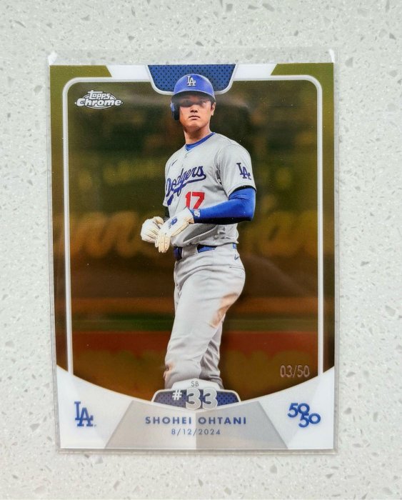 大谷翔平稀有金亮限量50張2024 Topps Shohei Ohtani 50/50 Gold 03/50