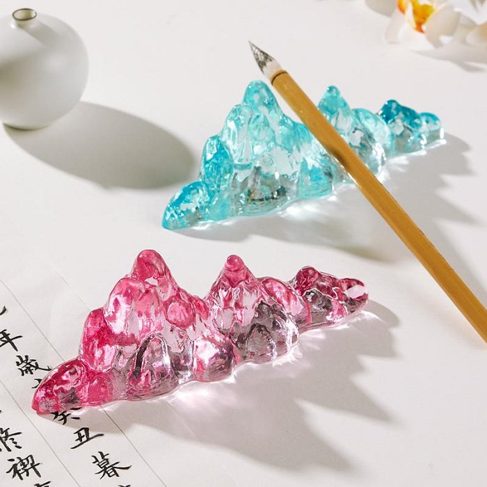 琉璃筆擱筆架山水晶鎮紙壓書紙鎮書法專用鎮尺壓
