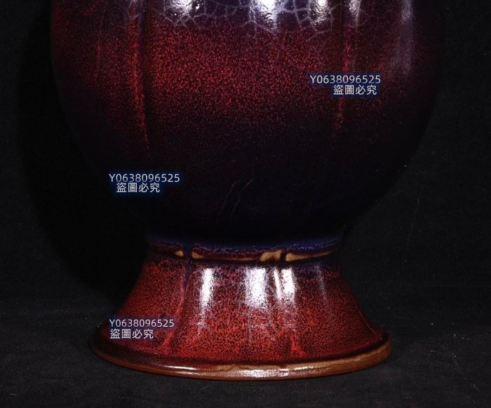 宋鈞窯奉華款玫瑰紅釉花口瓶，高29×15釐米8001370 鈞窯汝瓷官窯二手