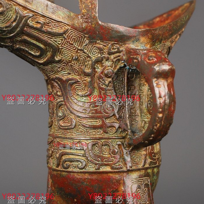 西周_青銅鳳鳥紋爵杯重1500克，長21厘米，高29厘米舊藏收藏古玩【老王