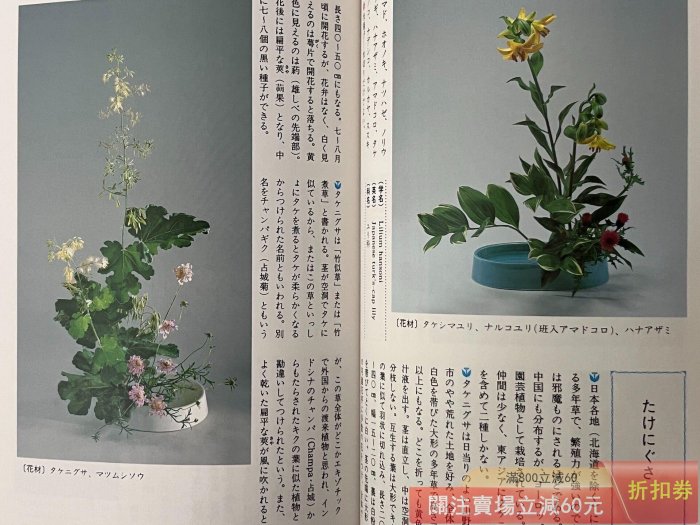 日文原版《作例解說插花花材手冊》小原流工藤和彥6冊1985年、平裝、965