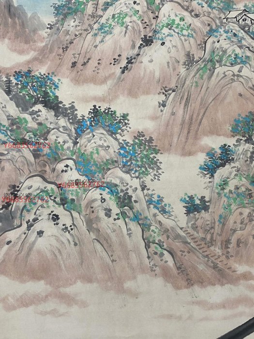 二手】舊藏字畫畫家吳冠中款的純手繪四尺中堂畫山水畫手繪畫畫工精細