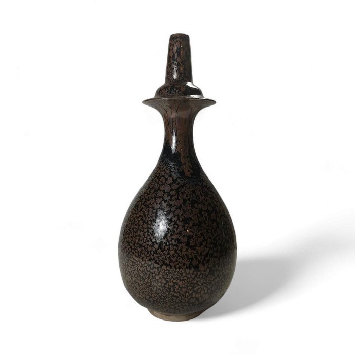 博古珍藏》宋．磁州窯黑釉油滴龍首淨瓶．早期收藏．
