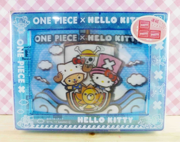 【震撼精品百貨】ONE PIECE&HELLO KITTY 聯名海賊王喬巴&凱蒂貓系列~相框-藍色