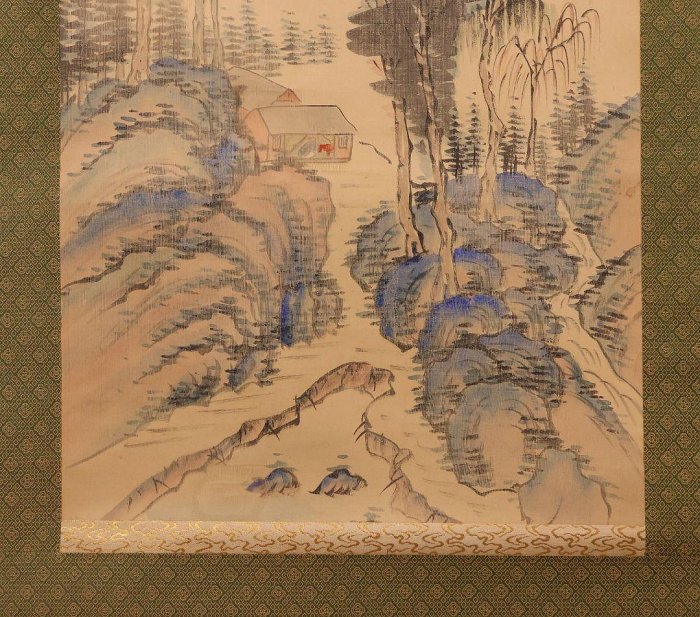 岡田半江掛軸南畫山村絹本合箱| Yahoo拍賣