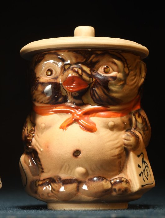 4/6結標日本未使用狸貓大杯一對CEC0908 -茶道具侘寂日本茶道品茶煎茶器