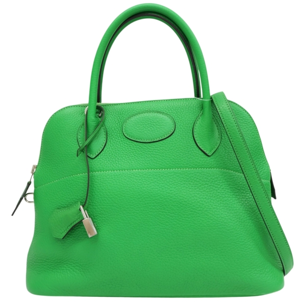 HERMES 愛馬仕 竹子綠 Togo牛皮 Bolide 31 柏莉包 兩用包 □R刻 銀扣 【二手名牌BRAND OFF】