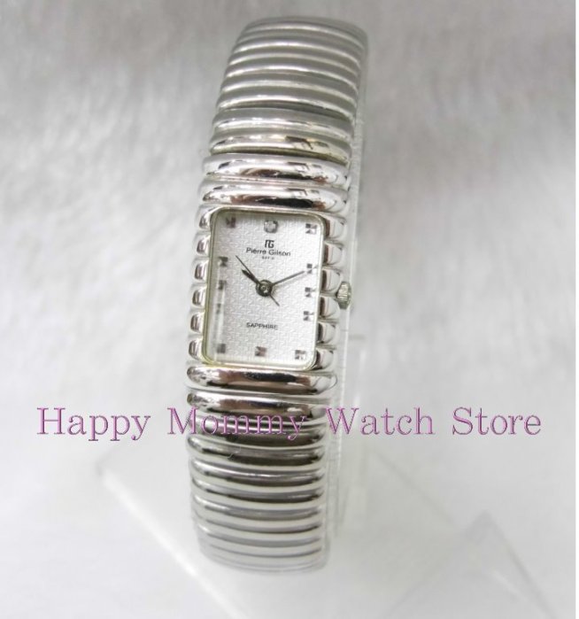 【 幸福媽咪 】網路購物、門市服務 Pierre Gilson 藍寶石水晶鏡面 防水 石英女錶 613