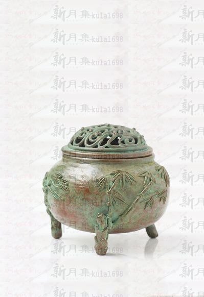 新月集】日本高岡銅製.傳統工藝師須賀月芳作~三友文銅器香爐