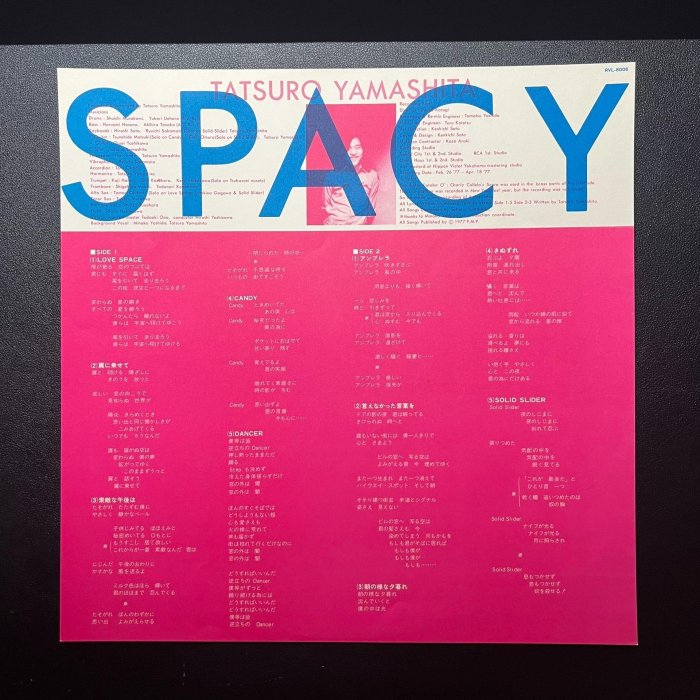 首版白標)山下達郎- SPACY 黑膠唱片LP RVL-8006 1977年日本首版細如