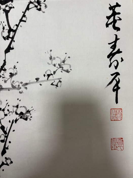 董壽平梅花畫芯，尺寸88x47，純手繪水墨寫意畫工精湛，梅花枝干遒勁