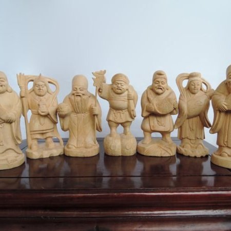 九天坊─藝雕品】＊黃楊木雕─日本七福神(老件,免運)＊FA216 | Yahoo拍賣