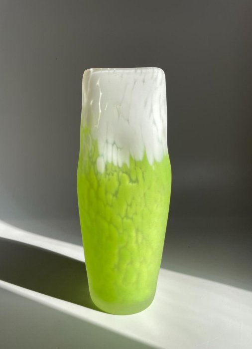 藤田喬平　流光　手吹　硝子　花器　花瓶　未使用品 日本藤田喬平手工吹制硝子花瓶， Diameter 23cm 中古精品獲得推薦花卉