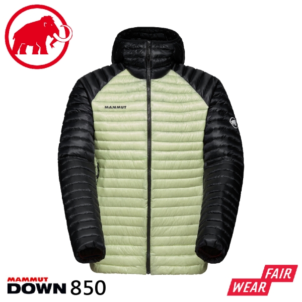 【MAMMUT 長毛象 男 Aenergy IN 輕量羽絨連帽外套《螢光黃/黑》】1013-03200/保暖外套