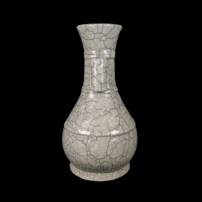 宋時代 哥窯 貫耳瓶 双耳花瓶 珍品 陶芸　骨董品 実業家コレクト放出 1146 宋時代 哥窯双耳扁壷 高さ約15.5cm (検