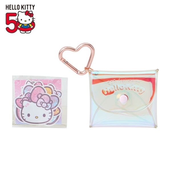 小禮堂 Sanrio 三麗鷗 Hello Kitty 貼紙組附扣式收納包 (50週年The Fashionable Ribbons)
