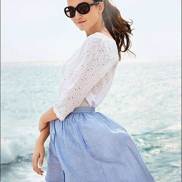 【UNIQLO聯名INES DE LA FRESSANGE】仙氣款！原價1990元！全新亞麻淺藍輕便裙，吊牌未拆，L號