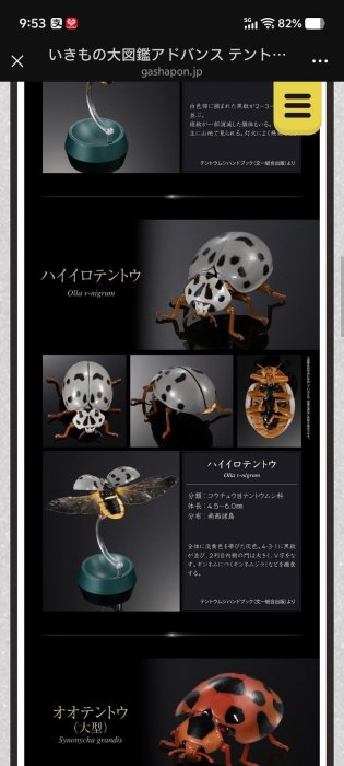 全新未拆袋日版萬代扭蛋生物大圖鑒七星瓢蟲可動昆蟲數碼精雕高品質廠直