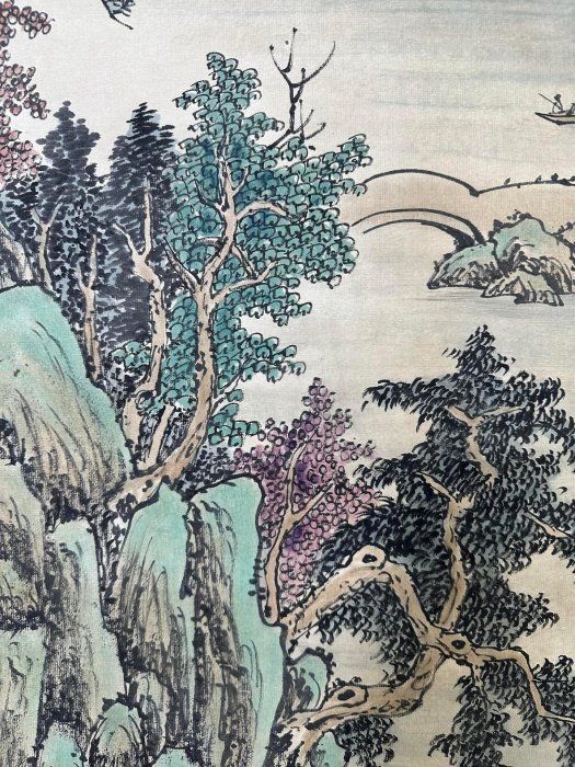 BH03【倪瓚】山水仿古三尺中堂畫純手繪作品裝裱尺寸:191*58cm左右畫芯