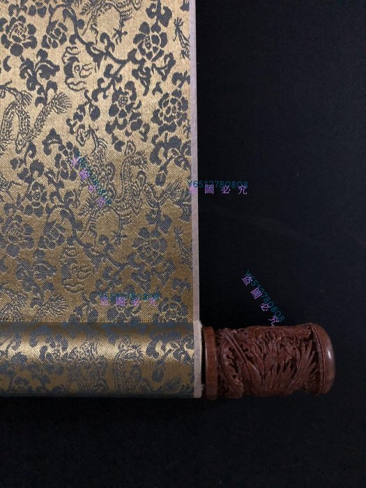 43【徐悲鴻】鐘馗伏虎，四尺手繪帶書信作品，雕花軸頭裝裱好尺寸