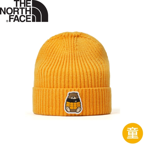 【The North Face 童 LOGO保暖針織帽《黃》】8CGU/休閒帽/舒適保暖毛帽
