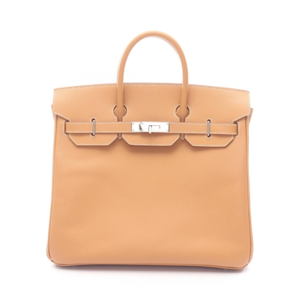 HERMES 愛馬仕 Haut a Courroies HAC 32 手提包 淺棕色 Epsom牛皮 □K刻 銀扣 【二手名牌BRAND OFF】