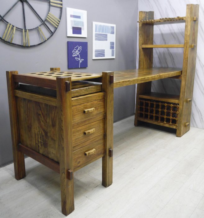 【台北二手家具】百豐悅 新北二手傢俱-二手 全實木 300公分 吧台桌 高腳桌 中島桌 餐邊櫃 櫥櫃 桃園二手家具推薦