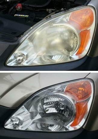 大燈快潔現場施工 本田 CRV 2代 2.5代 原廠大燈泛黃霧化拋光翻新處理
