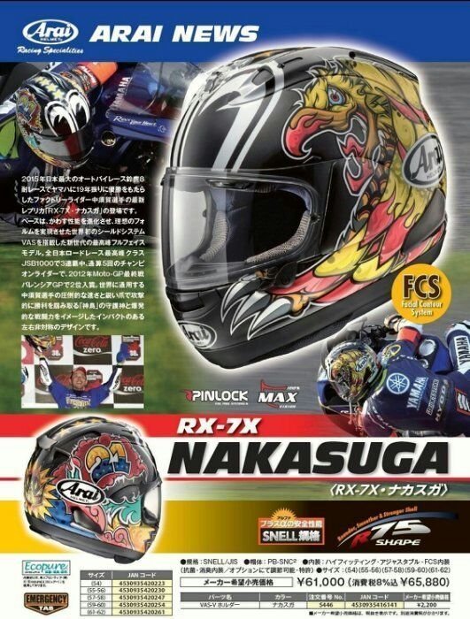 可分期Arai Rx7x Nakasuga 1：1選手帽中須賀克行大眼睛(Nakano X14 Z7
