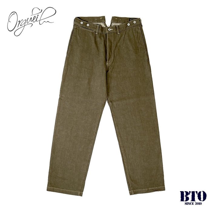 BTO] 日本【ORGUEIL】Green Denim Work Pants 30s英軍綠色丹寧