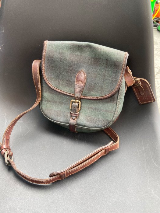 阿公的舊情人 早期 綠格紋 polo Ralph Lauren  老包 側背