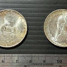 【超值銀幣】義大利 1966年 500LIRA 義大利里拉 銀幣一枚 哥倫布船隊與文藝復興女性圖案 98新~UNC