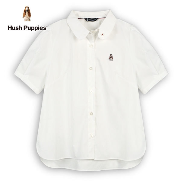 Hush Puppies 襯衫 女裝簡約素色圓領刺繡小狗襯衫