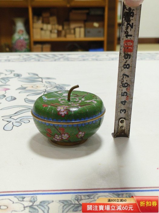 清民國景泰藍掐絲琺瑯銅胎小蓋合品相非常好傳統風格桃花飛燕圖舊藏古董