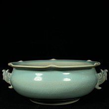 宋汝窯清涼寺御製款雙耳洗，高7.5直徑21cm，200568 瓷器官窯汝窯【古雲