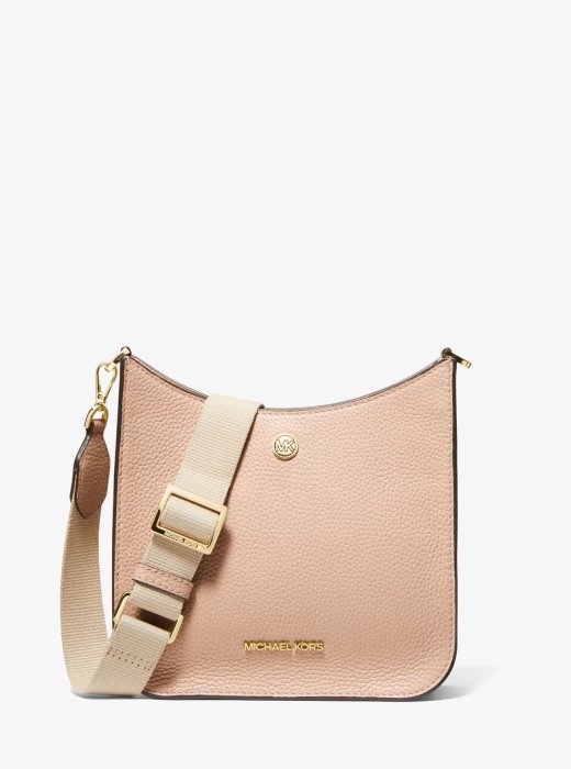【Michael Kors】專櫃新款防刮牛皮 小款Briley粉紅色皮革斜背包/側背兩用包