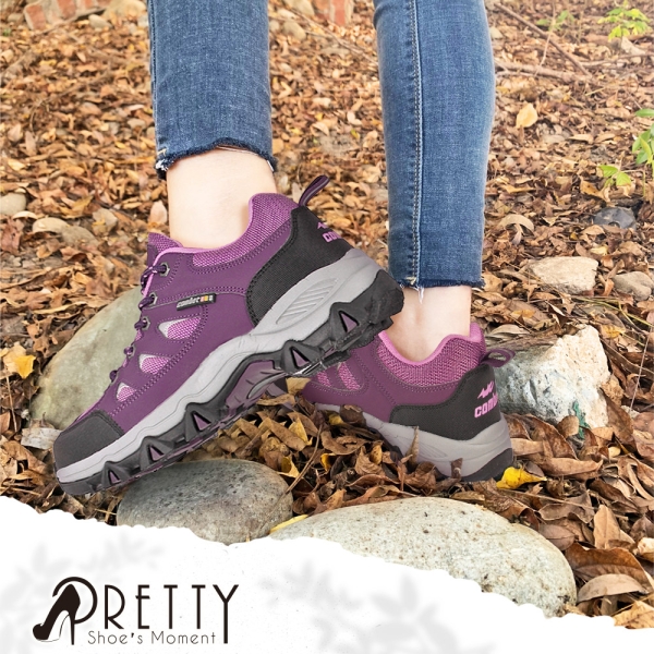 女鞋 登山鞋 運動鞋 休閒鞋 戶外 機能 綁帶 防潑水 反光【PRETTY】N-20695