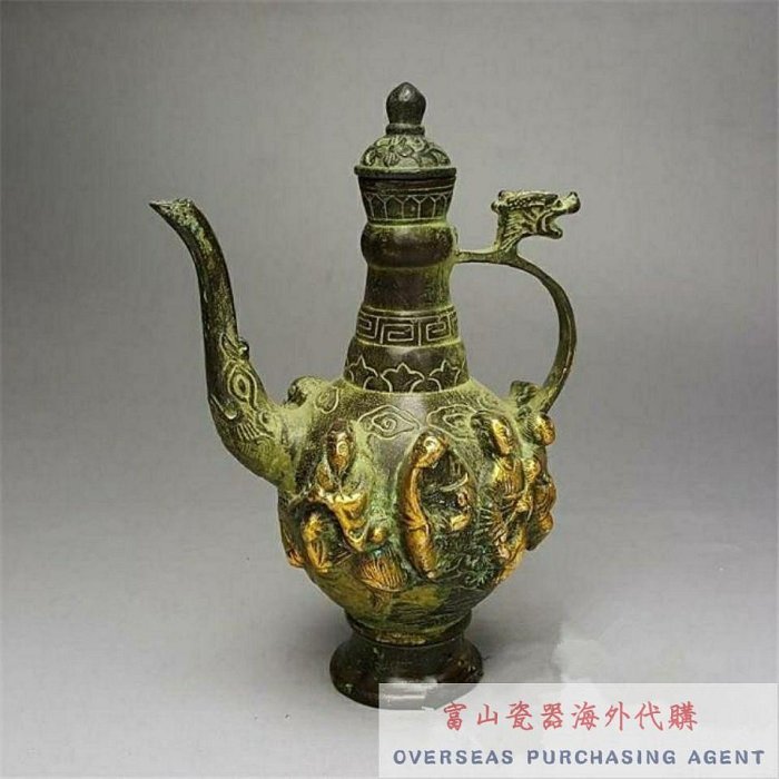 復古精雕鎏金八仙壺茶壺酒壺水壺擺件精工銅器收藏家居裝飾送禮首選
