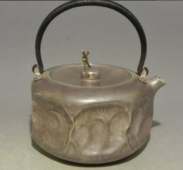 純銀保証 北村靜香豆莢銀手口打出 湯沸 茶道具 純銀保証 北村靜香豆莢銀手口打出 湯沸 茶道具