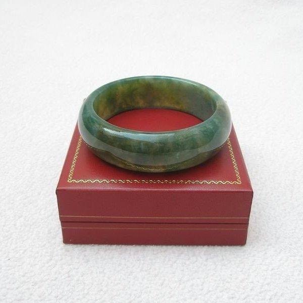 【歡喜心珠寶】【天然海草玉手鐲】玉鐲圍19圍手環「附保証書」海草玉為加強親和力與魅力之最佳寶石「專櫃精品」超低價售出