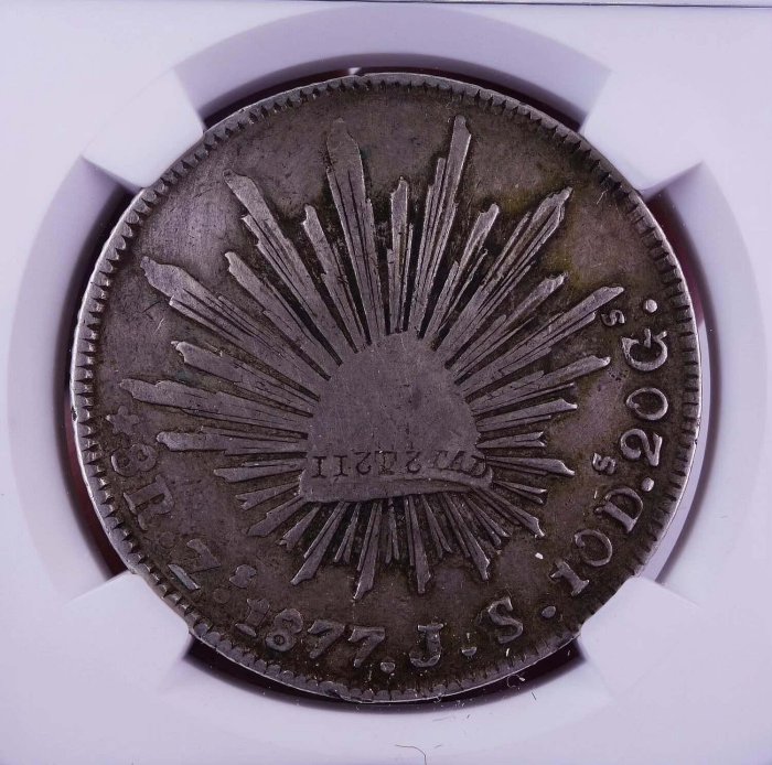 墨西哥1877年8R花邊鷹洋ZS JS NGCCFD H0095 世界古錢幣嚴選收藏推薦