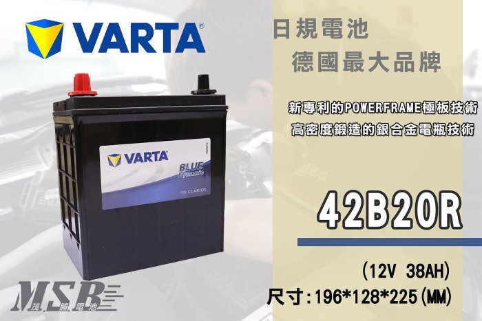 【茂勝電池】NEW VARTA 42B20R 華達 適用車款 FIT CR-Z HONDA 汽車電瓶
